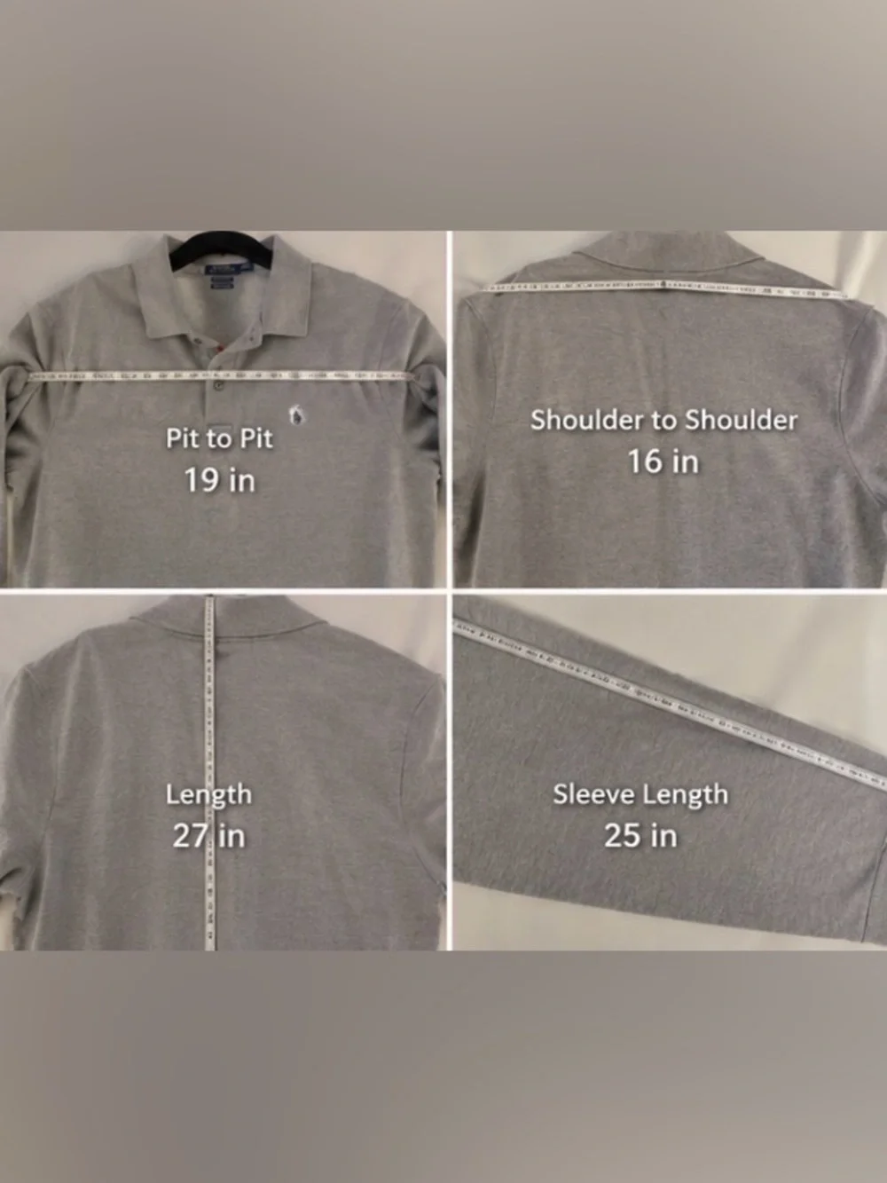 Ralph Lauren Long-Sleeve Polo in Light Gray with Navy Pony